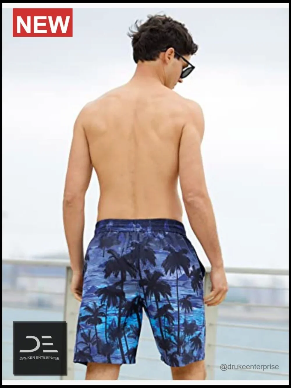 Mens Swim Trunks with Compression Liner 2 in 1 Board Shorts Quick Dry with